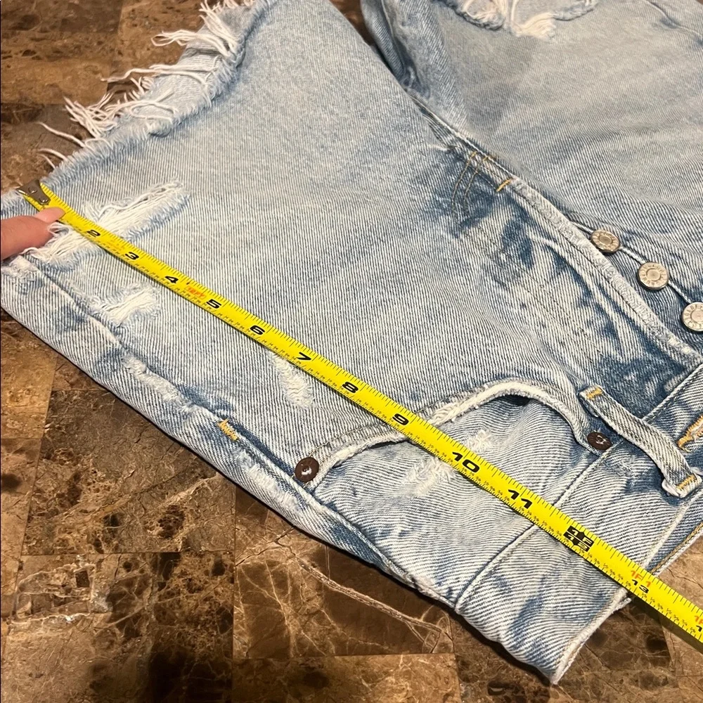 AGOLDE Parker Long Distressed Jean Shorts, Size 23